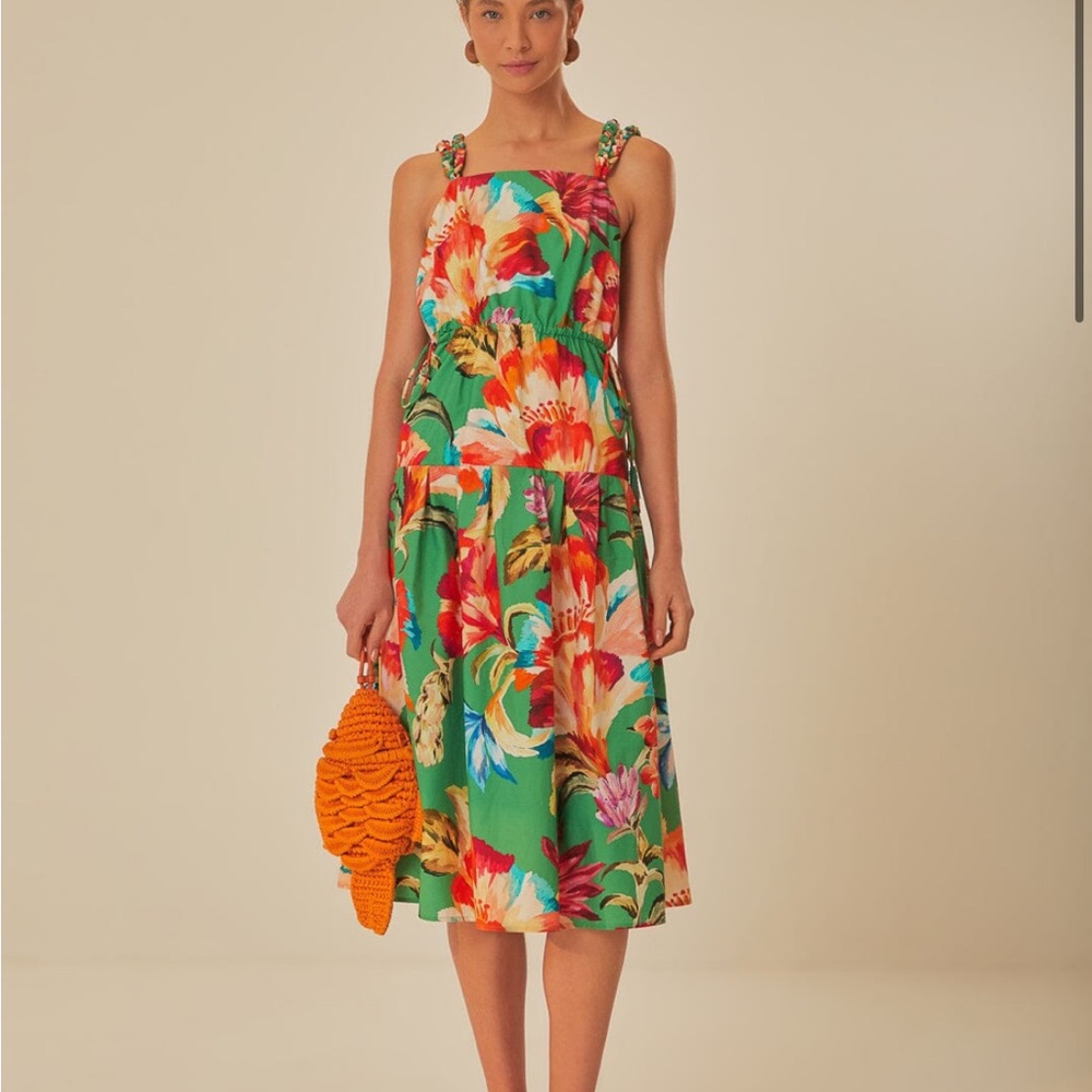 Farm Rio size small dress - Green Tropicart Sleeveless Midi Dress